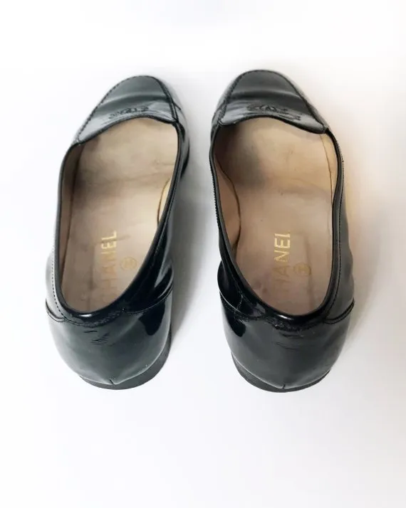 Chanel Black Patent Leather Loafers