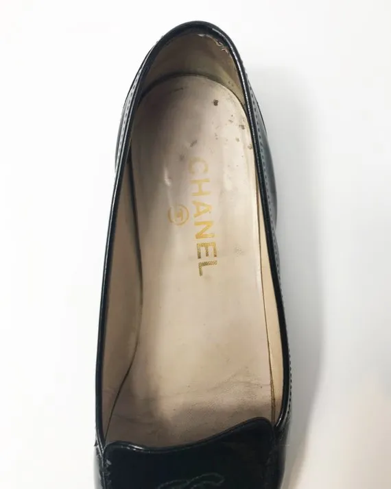 Chanel Black Patent Leather Loafers