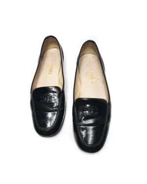Chanel Black Patent Leather Loafers