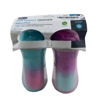 Chicco Rim Spout Trainer Insulated Cups, Pink/Teal/Purple