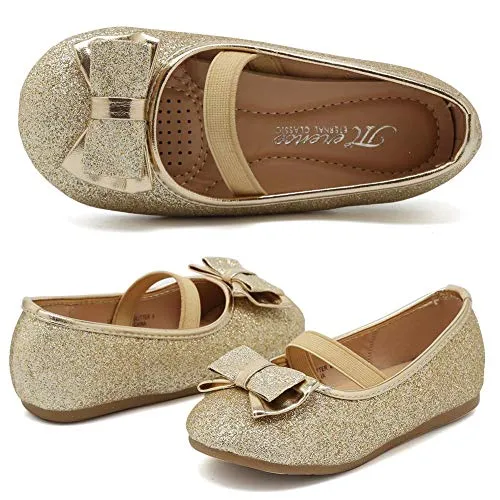 CIOR Girls Ballet Flats Shoes Princess Dress Merence VGZA3-A Light Gold glitter