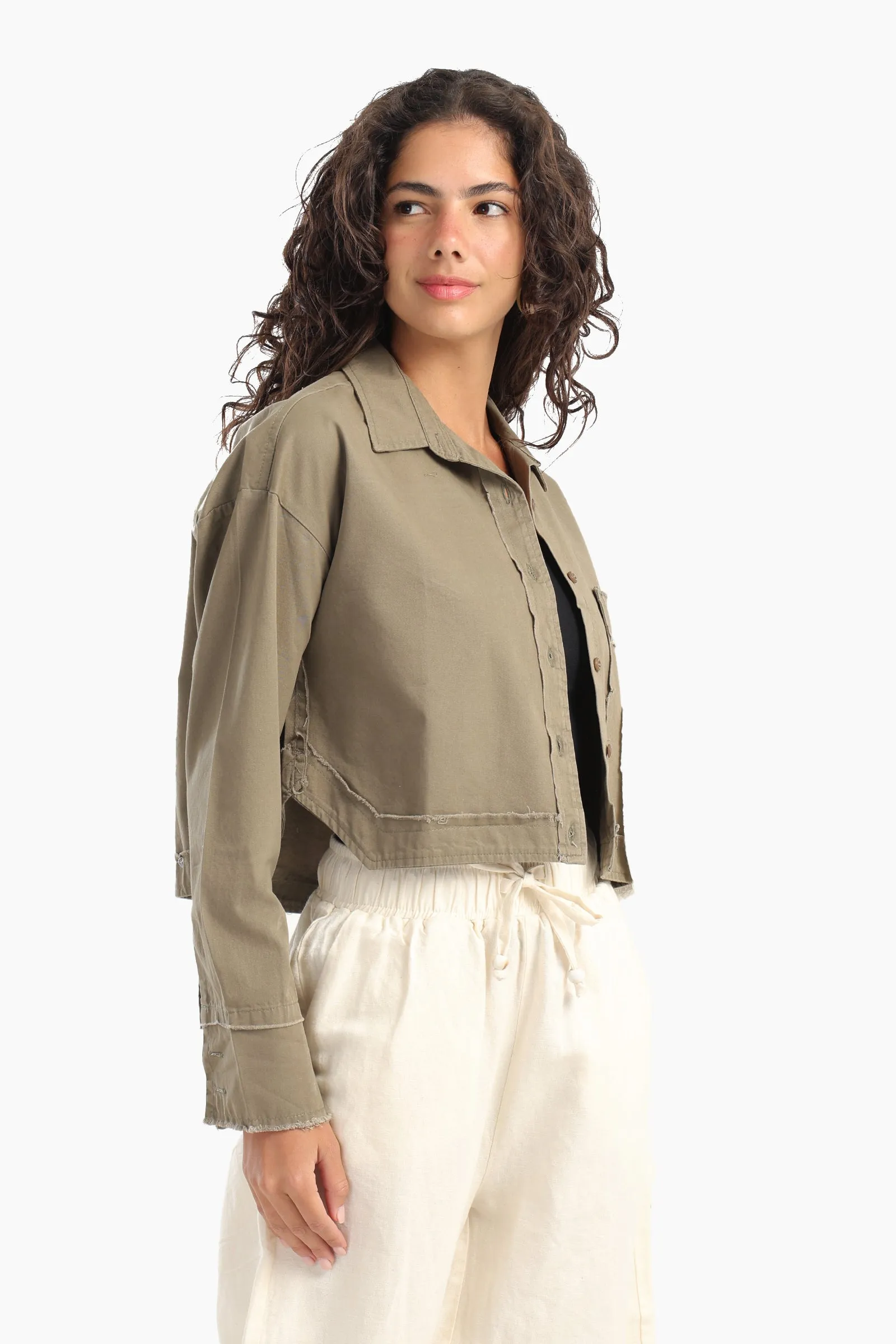 Cropped Shirt with Side Print