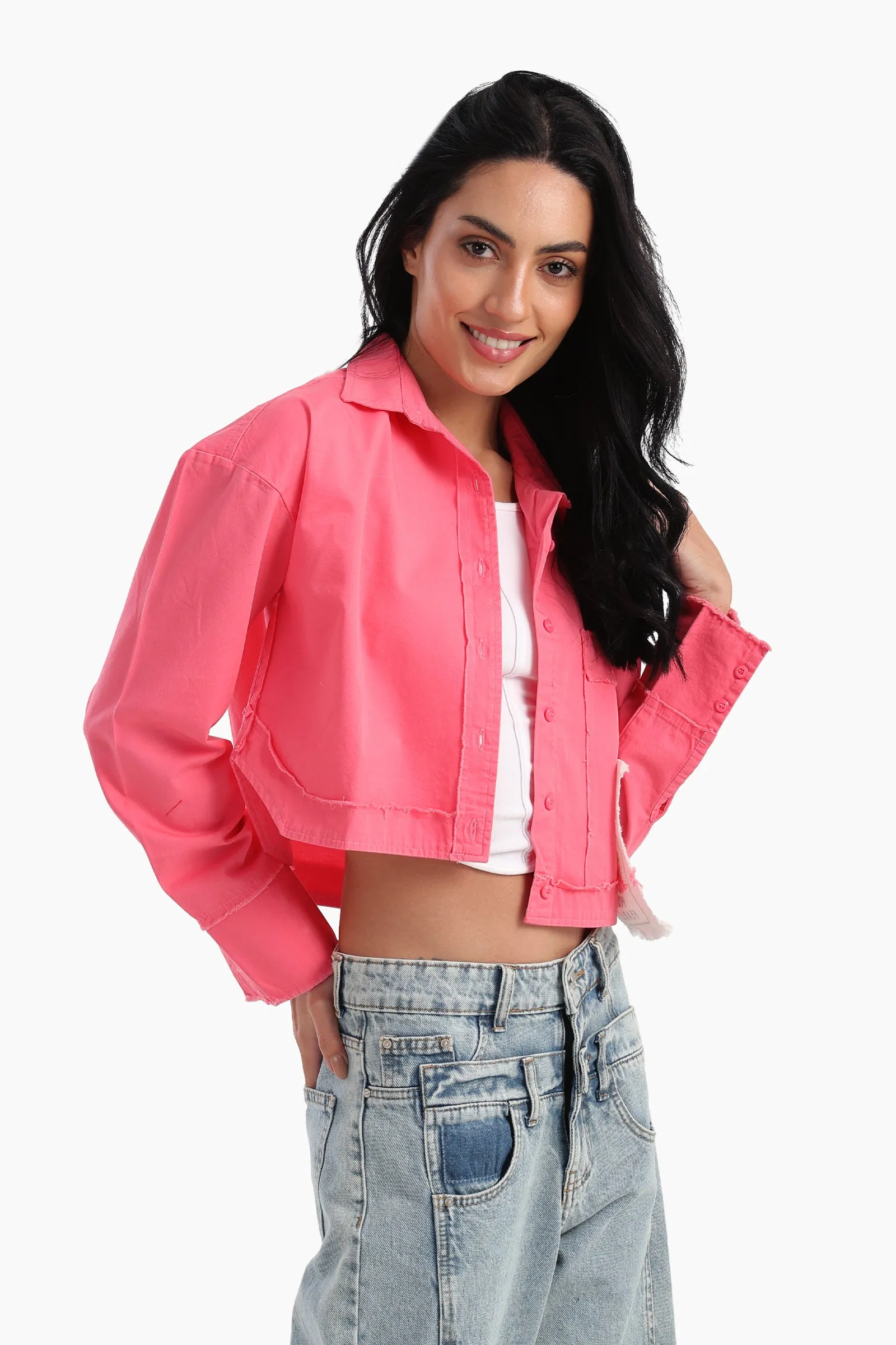 Cropped Shirt with Side Print