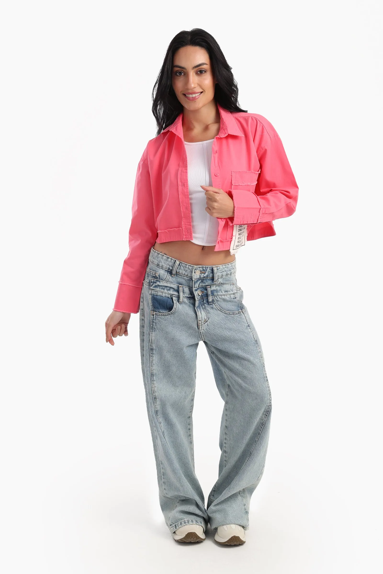 Cropped Shirt with Side Print