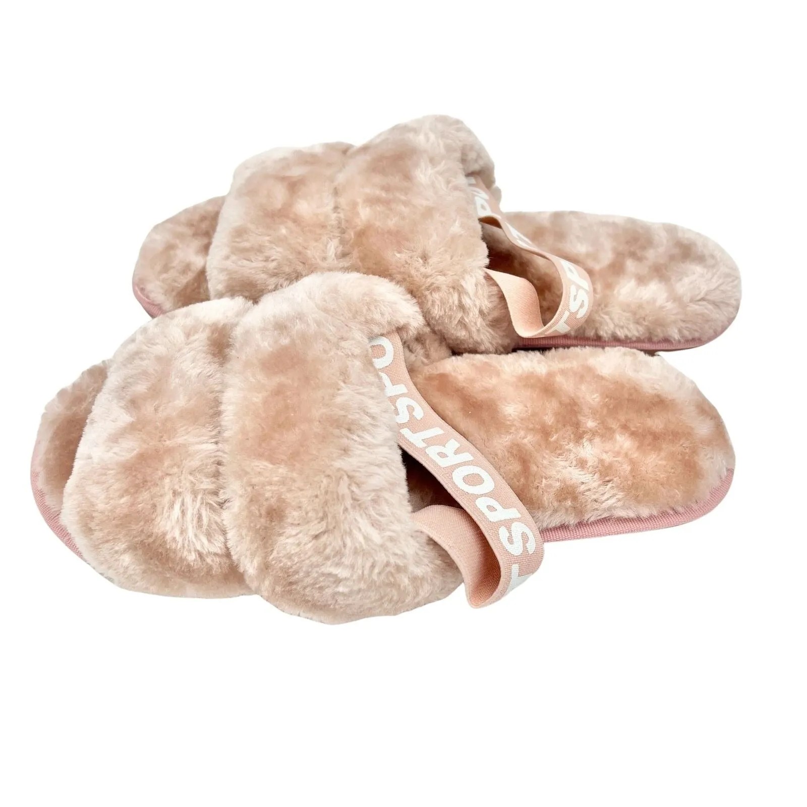 D ta Lo Women's Size 43 Pink Sport Fluffy Slingback Slippers