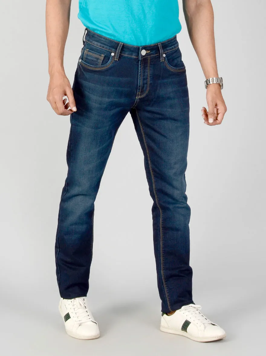 Dark Blue Washed Slim Fit Jeans | JadeBlue