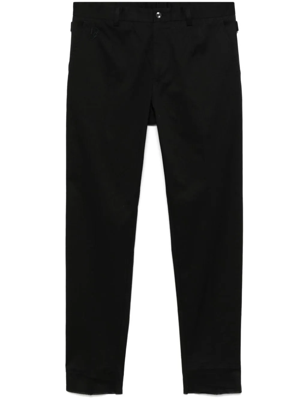 DOLCE & GABBANA Logo-Embroidered Tapered Leg Cotton Trousers - SS25