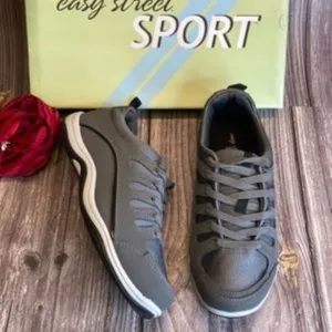 EASY STREET Sport Ellen Dark Grey Mesh Lace Up Flats 7.5M