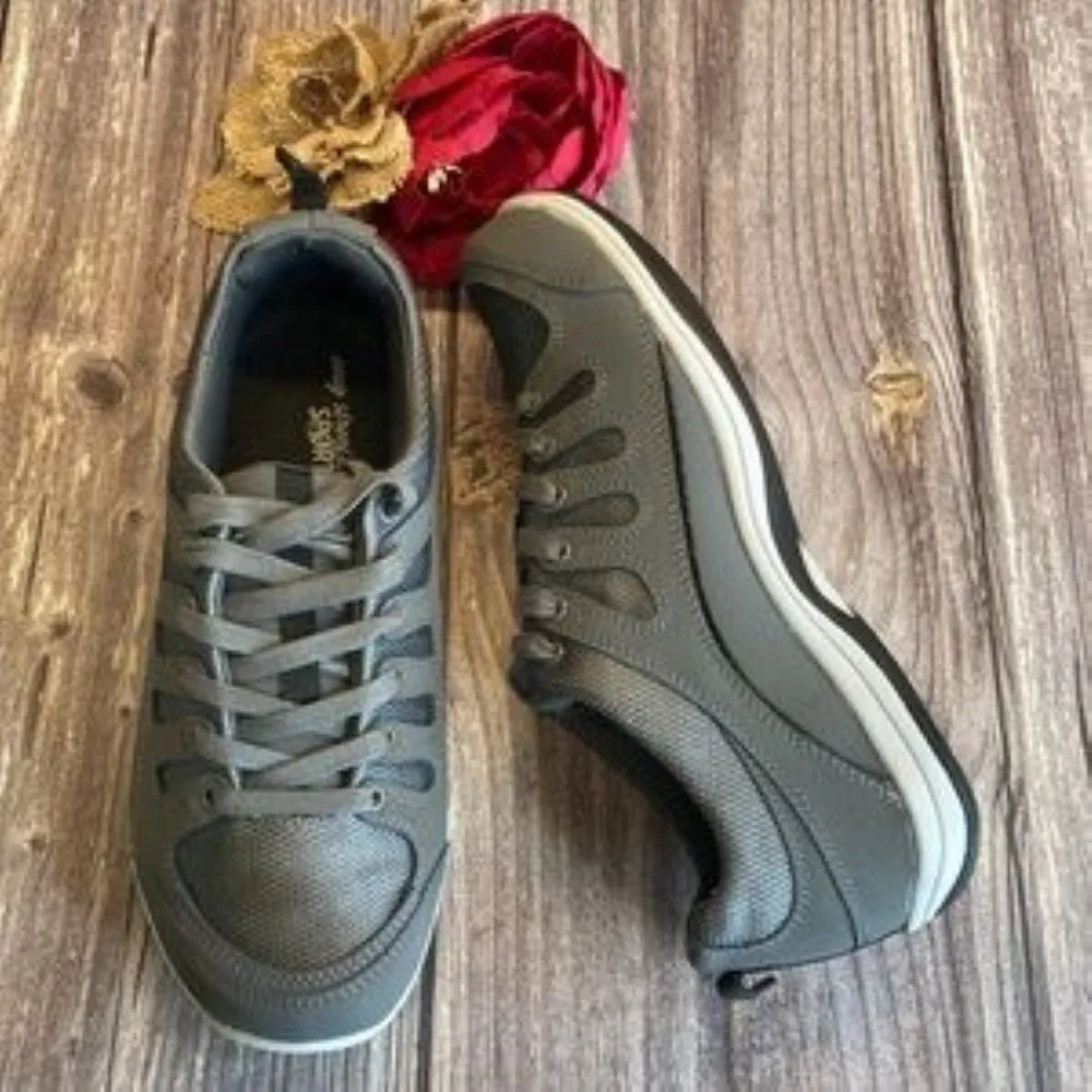 EASY STREET Sport Ellen Dark Grey Mesh Lace Up Flats 7.5M