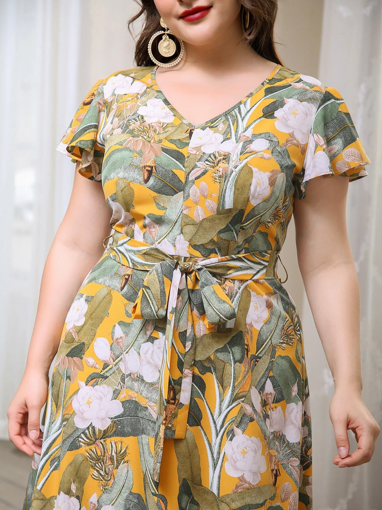 Effortless Sophistication Plus Size Printed Single-Breasted Shirt Dress