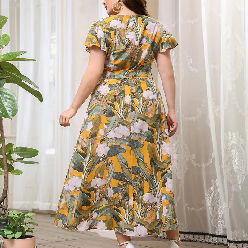 Effortless Sophistication Plus Size Printed Single-Breasted Shirt Dress