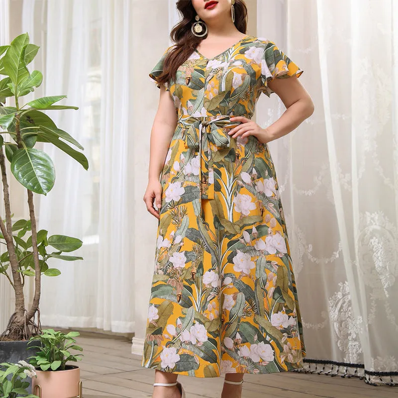 Effortless Sophistication Plus Size Printed Single-Breasted Shirt Dress