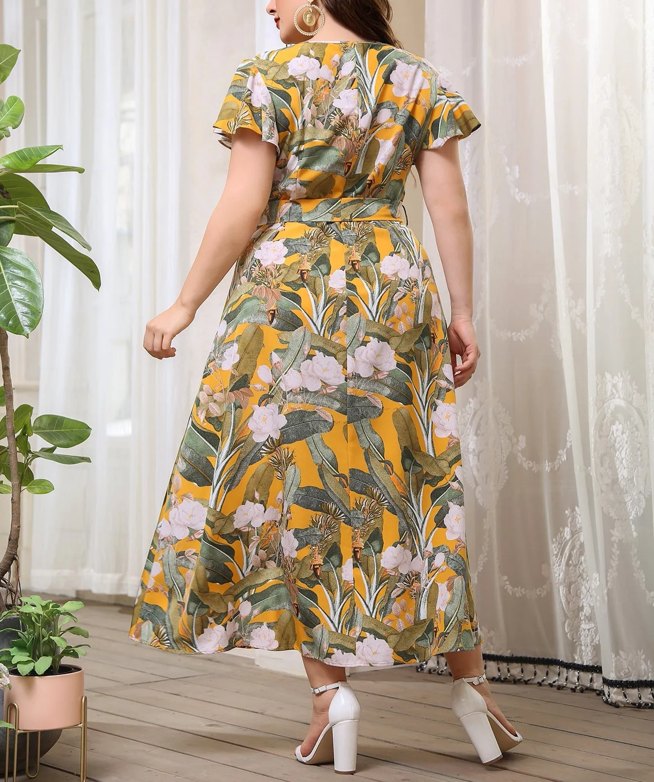 Effortless Sophistication Plus Size Printed Single-Breasted Shirt Dress