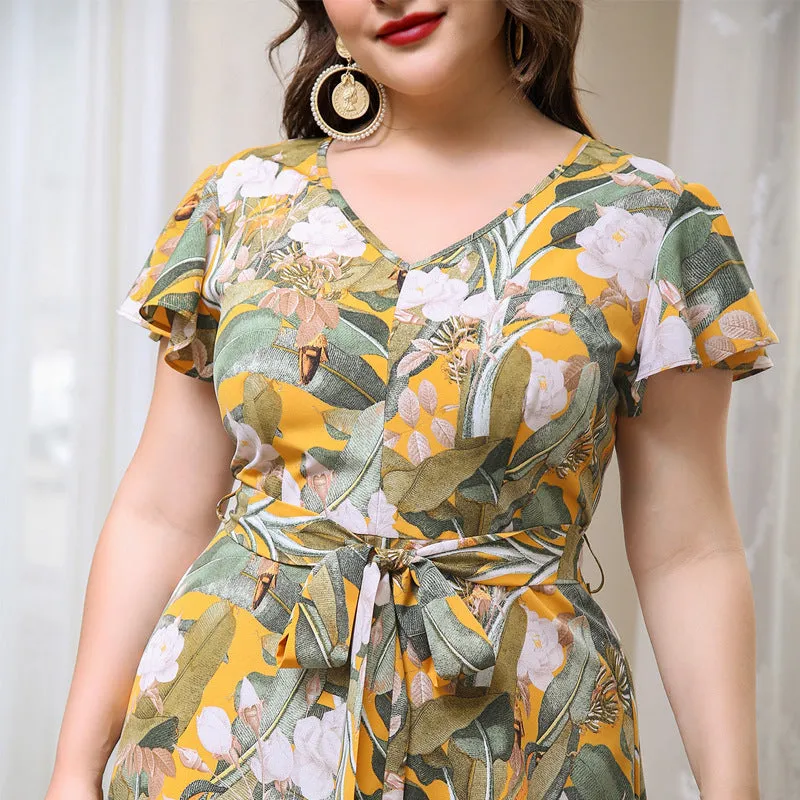 Effortless Sophistication Plus Size Printed Single-Breasted Shirt Dress