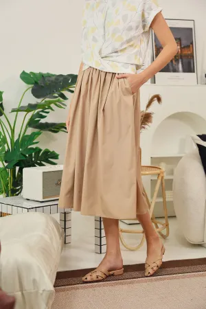 Eleanor Flowy Maxi Skirt in Classic Khaki