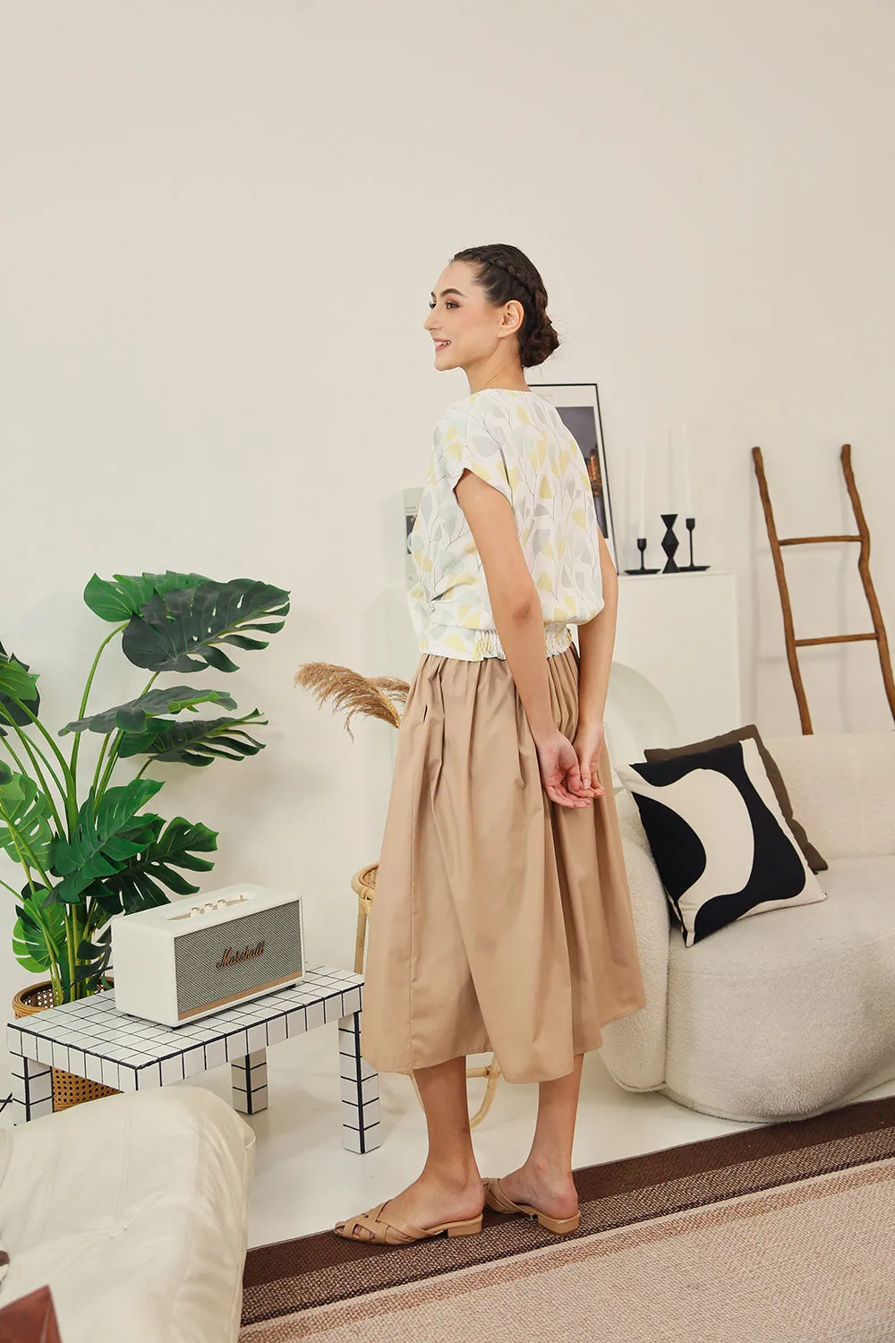 Eleanor Flowy Maxi Skirt in Classic Khaki