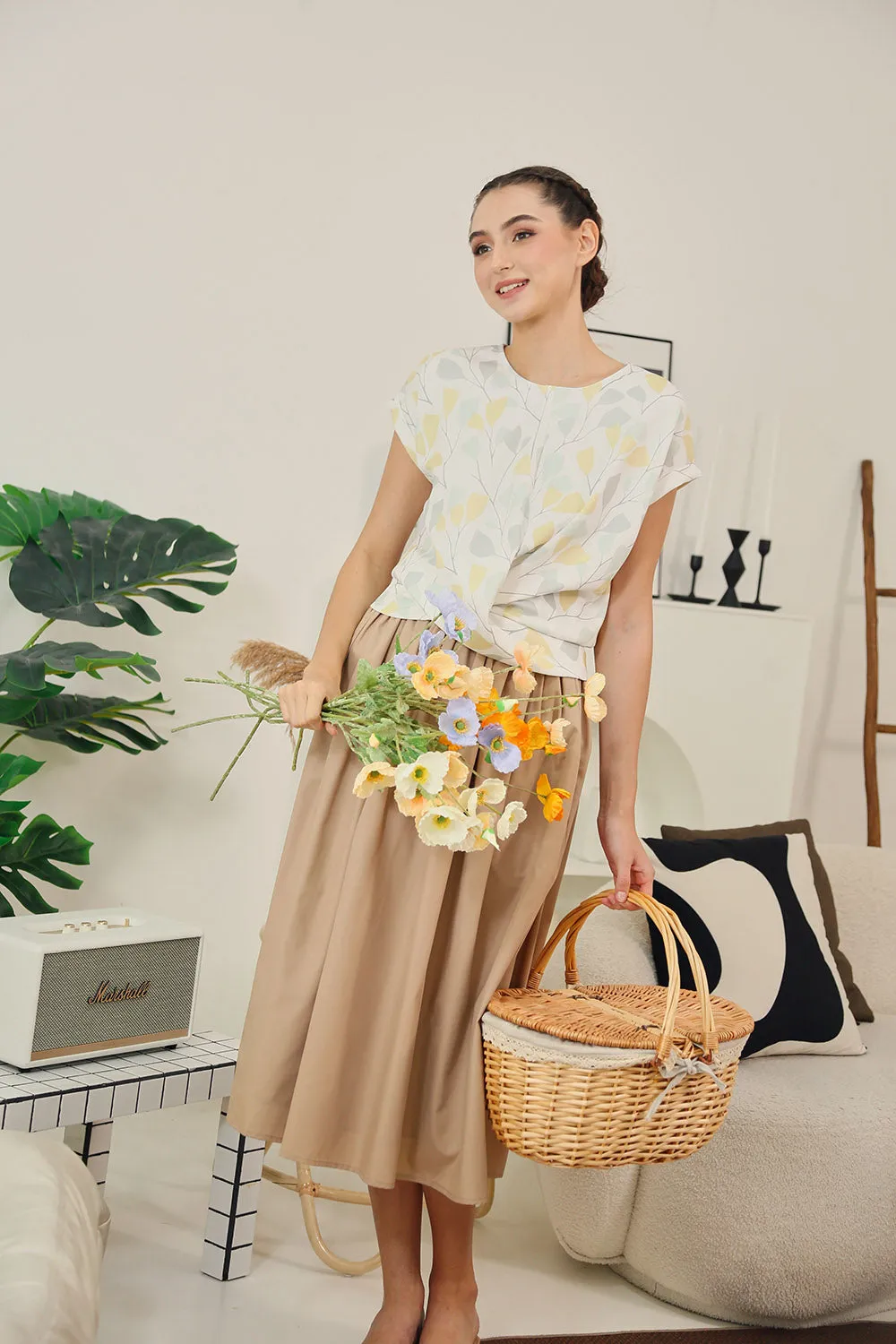 Eleanor Flowy Maxi Skirt in Classic Khaki