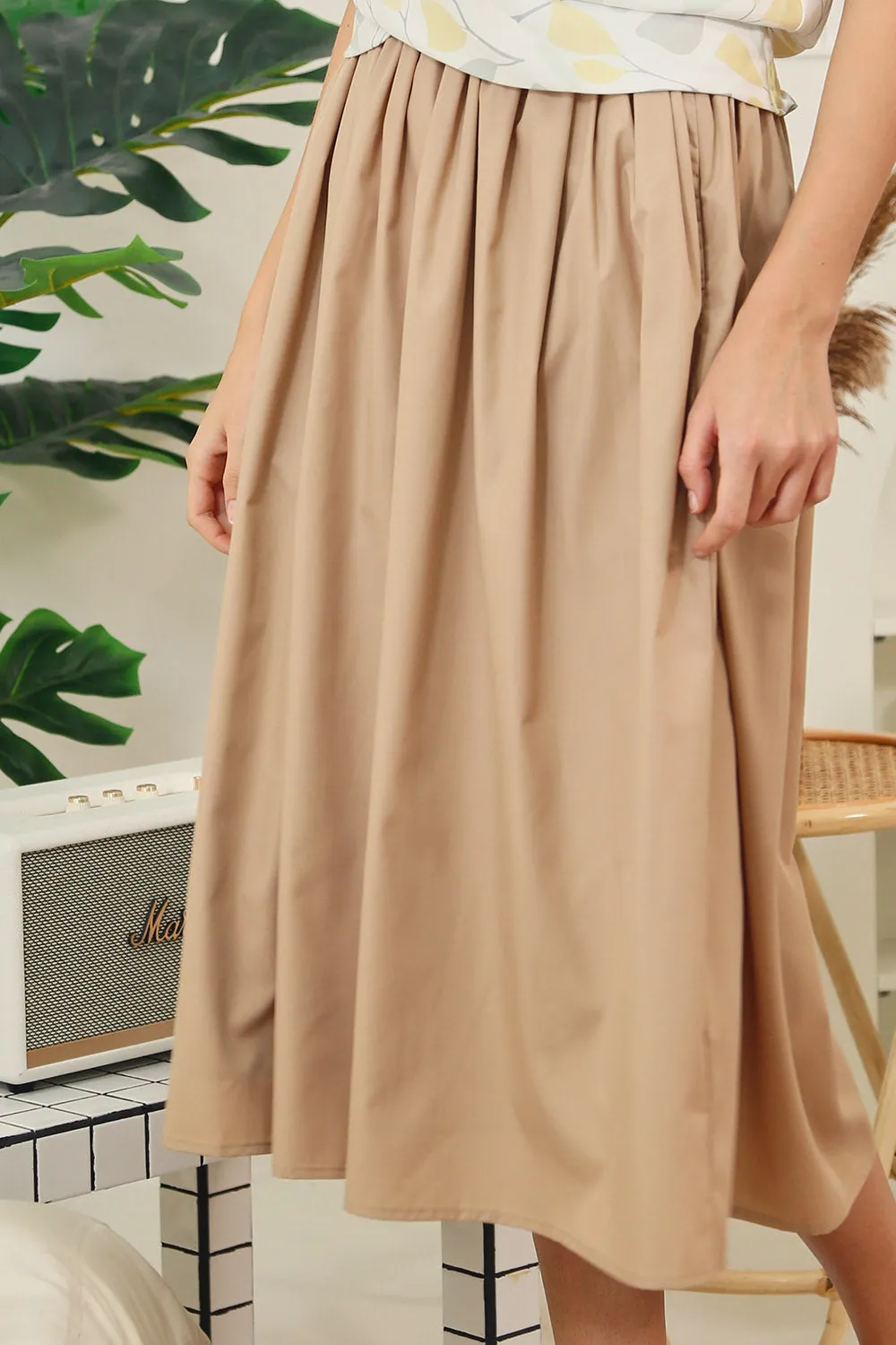 Eleanor Flowy Maxi Skirt in Classic Khaki