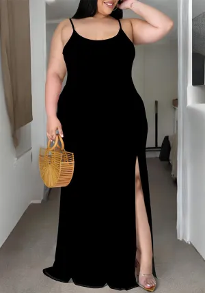 Elegant Plus Size Sleeveless Bodycon Maxi Dress with Side Slit