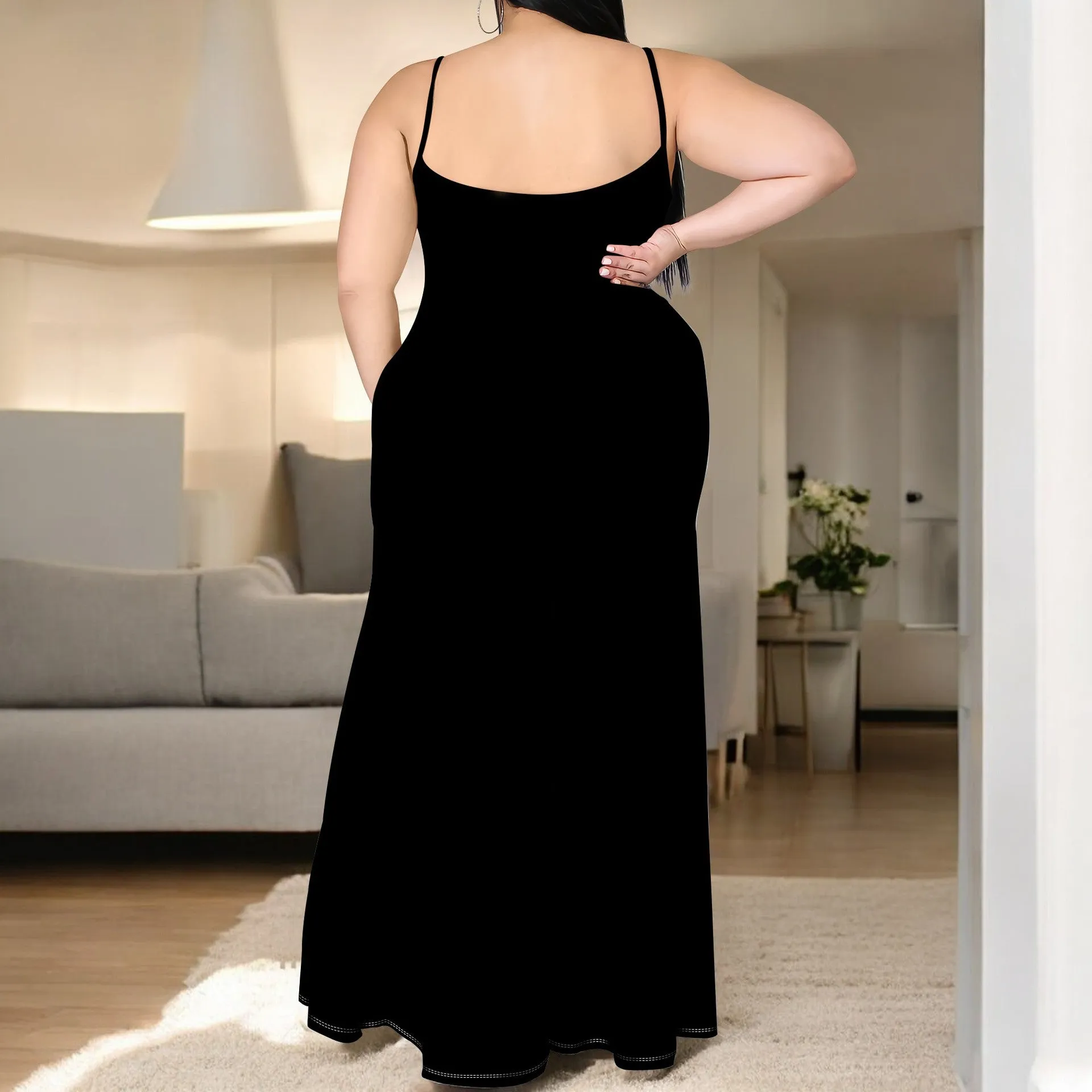 Elegant Plus Size Sleeveless Bodycon Maxi Dress with Side Slit