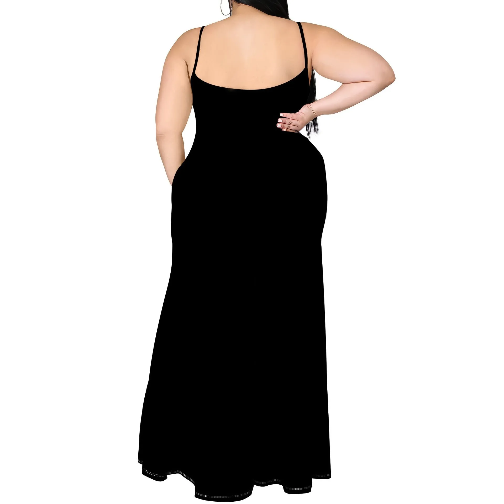 Elegant Plus Size Sleeveless Bodycon Maxi Dress with Side Slit