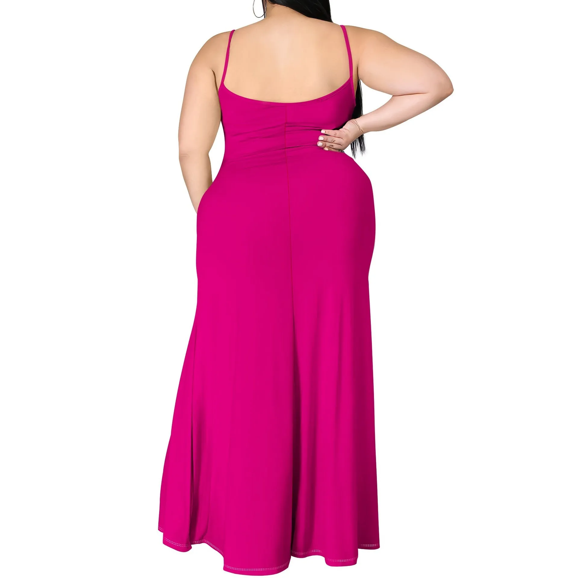 Elegant Plus Size Sleeveless Bodycon Maxi Dress with Side Slit