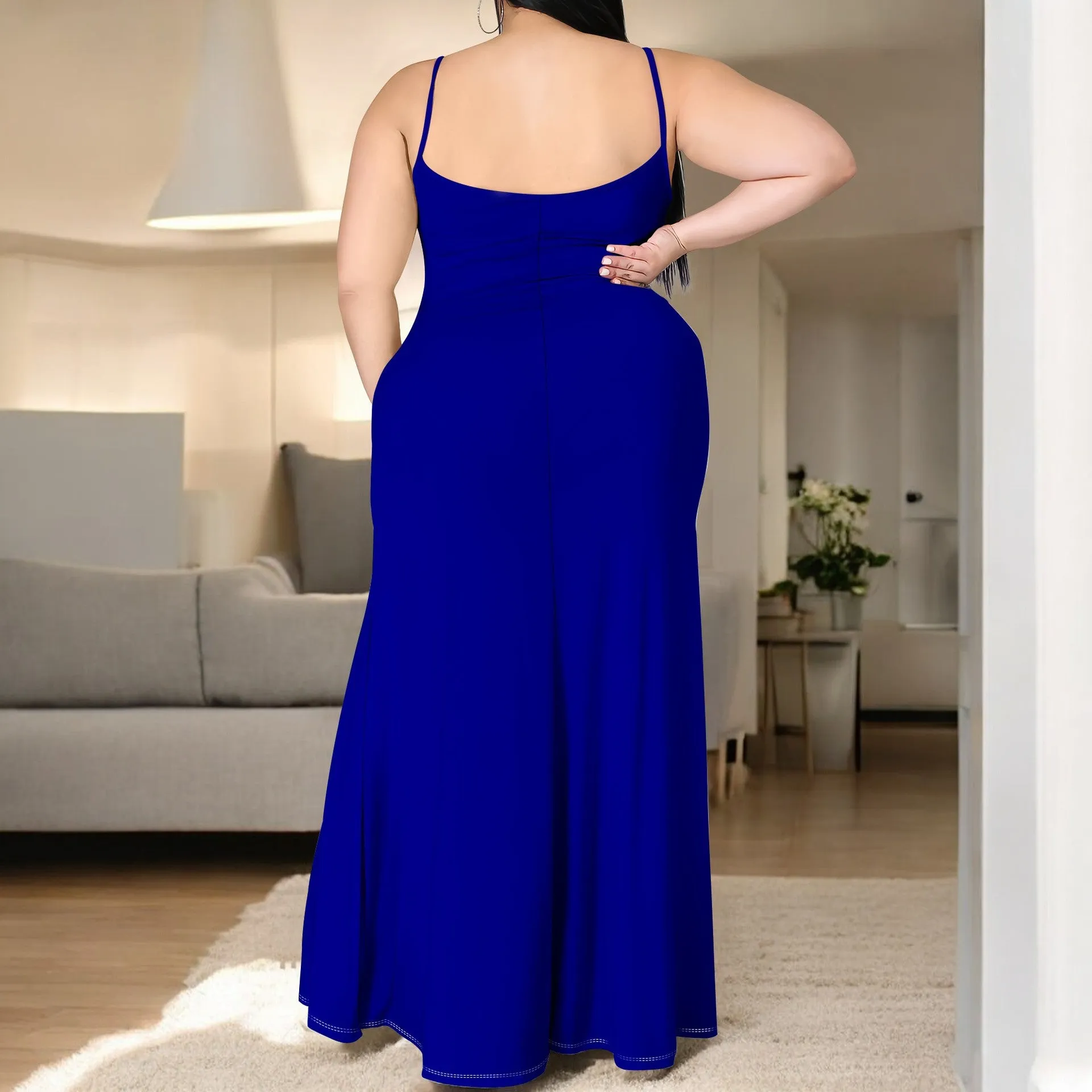 Elegant Plus Size Sleeveless Bodycon Maxi Dress with Side Slit