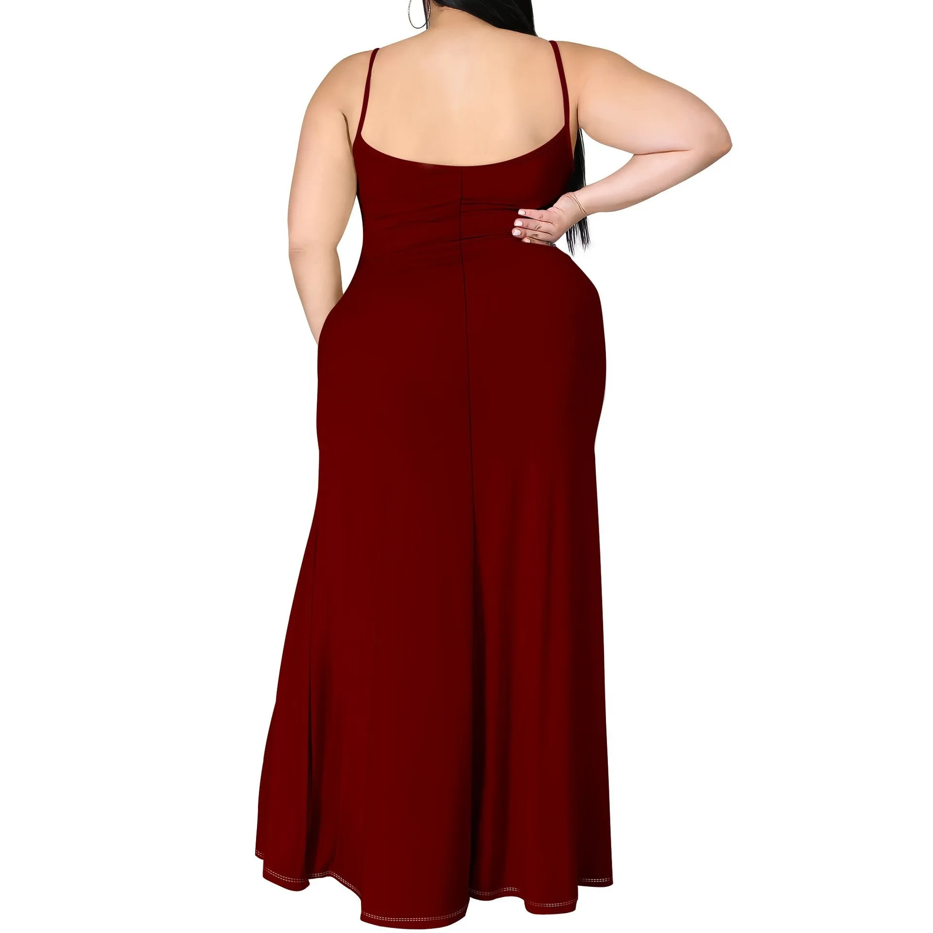 Elegant Plus Size Sleeveless Bodycon Maxi Dress with Side Slit