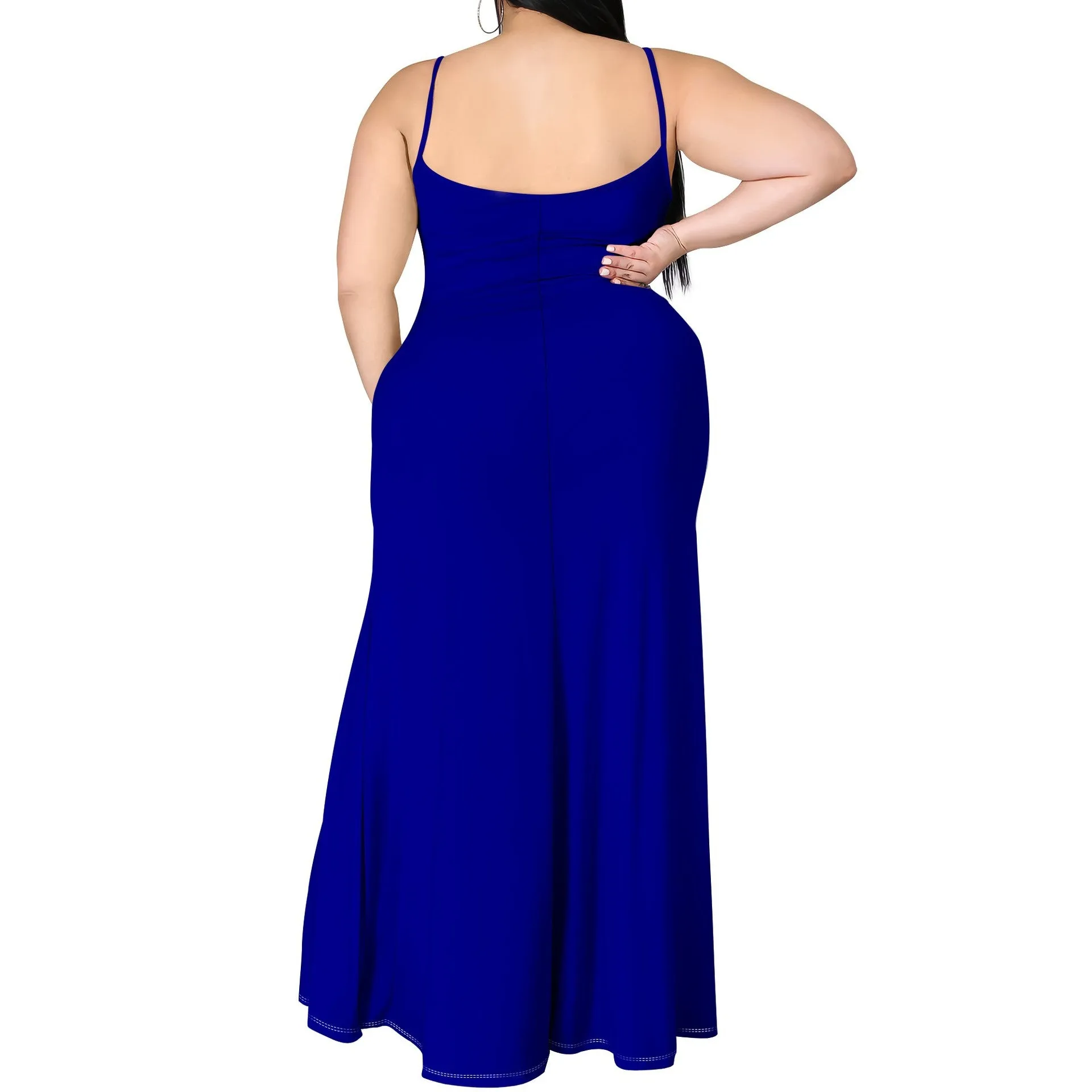 Elegant Plus Size Sleeveless Bodycon Maxi Dress with Side Slit