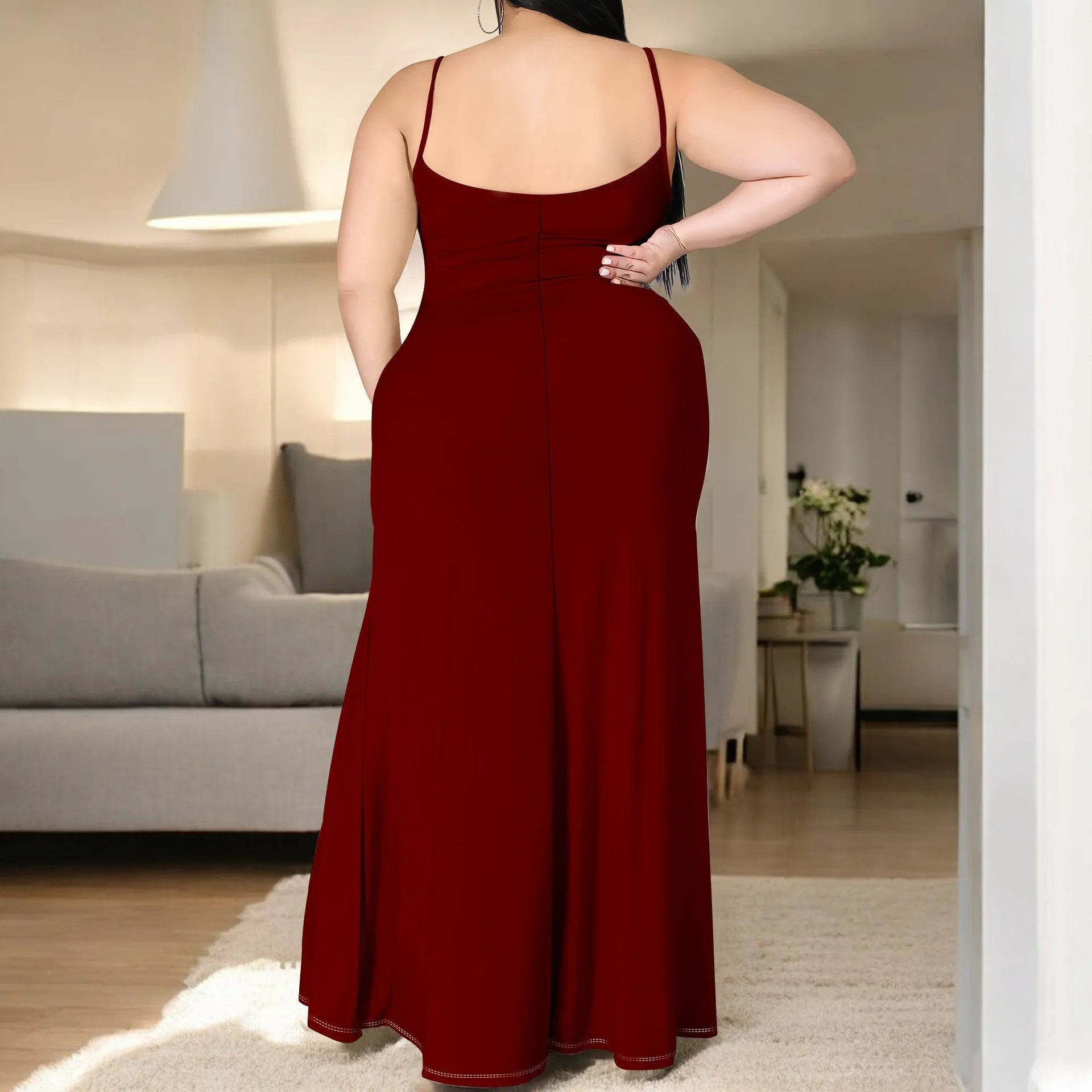 Elegant Plus Size Sleeveless Bodycon Maxi Dress with Side Slit