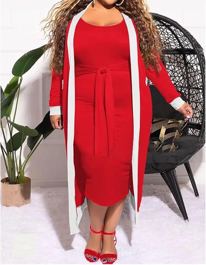 Elegant Two-Piece Set with Sleeveless Dress and Longline Coat