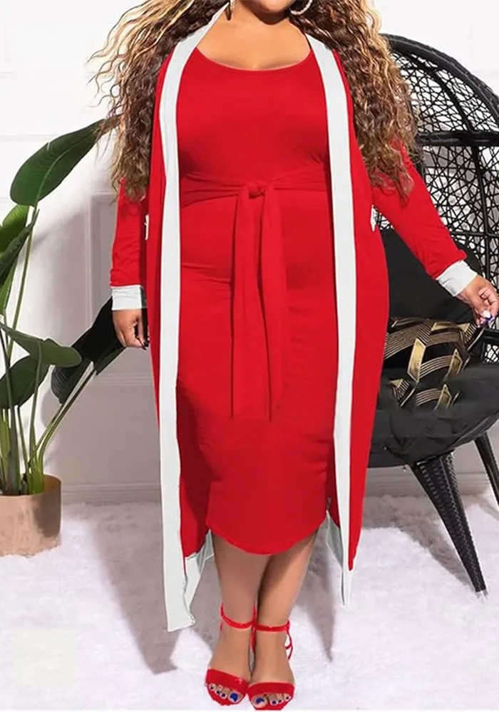 Elegant Two-Piece Set with Sleeveless Dress and Longline Coat