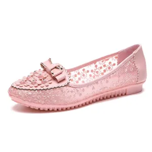 Floral Embroidery Bowknot Loafers Women Summer Breathable Comfortable Sandals Solid Color Vulcanized Shoes Woman Flats  casual