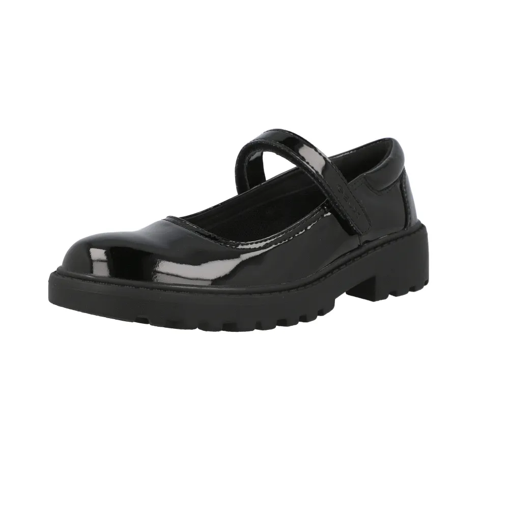 Geox Casey Black Patent Leather Ballet Flats for Girls