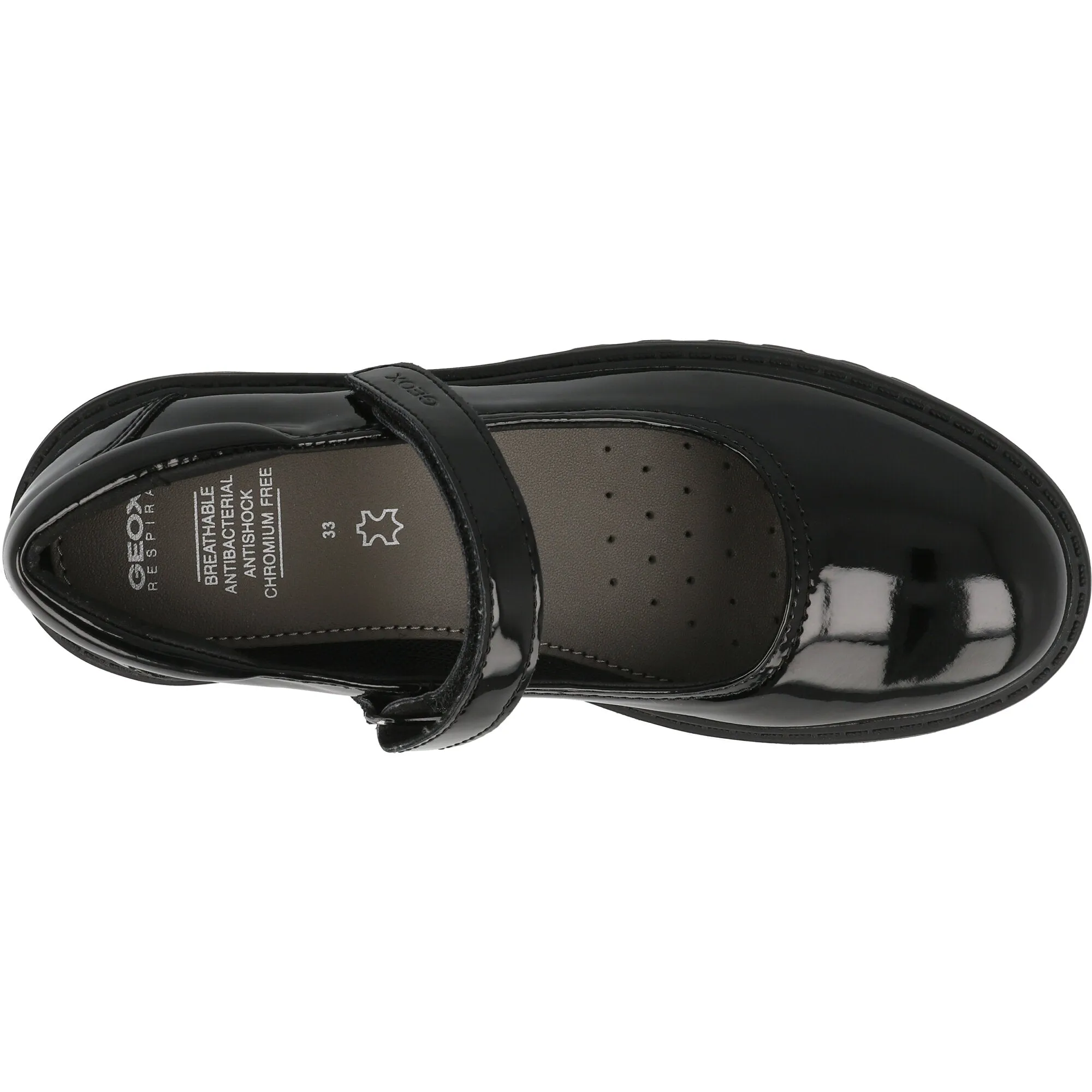 Geox Casey Black Patent Leather Ballet Flats for Girls