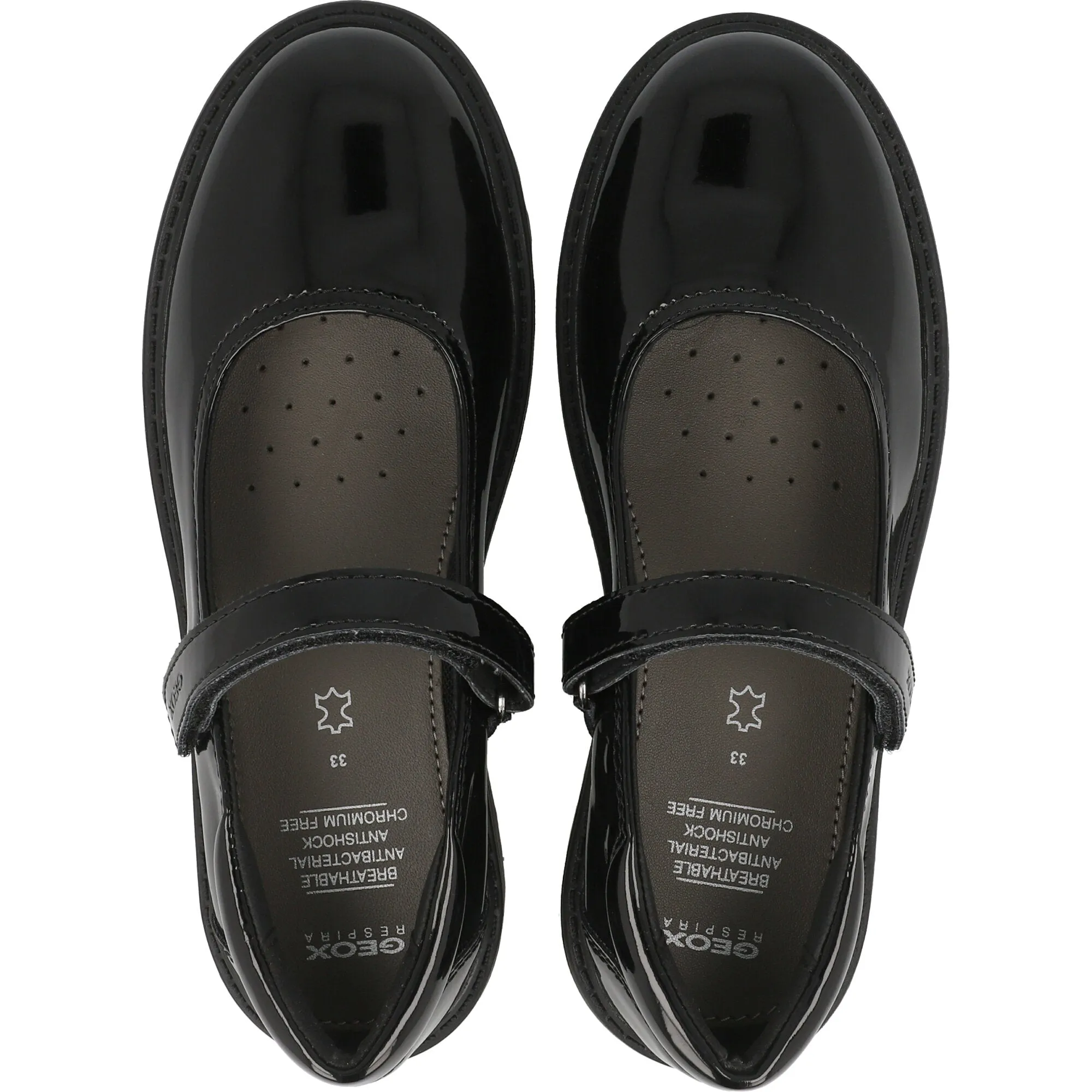 Geox Casey Black Patent Leather Ballet Flats for Girls