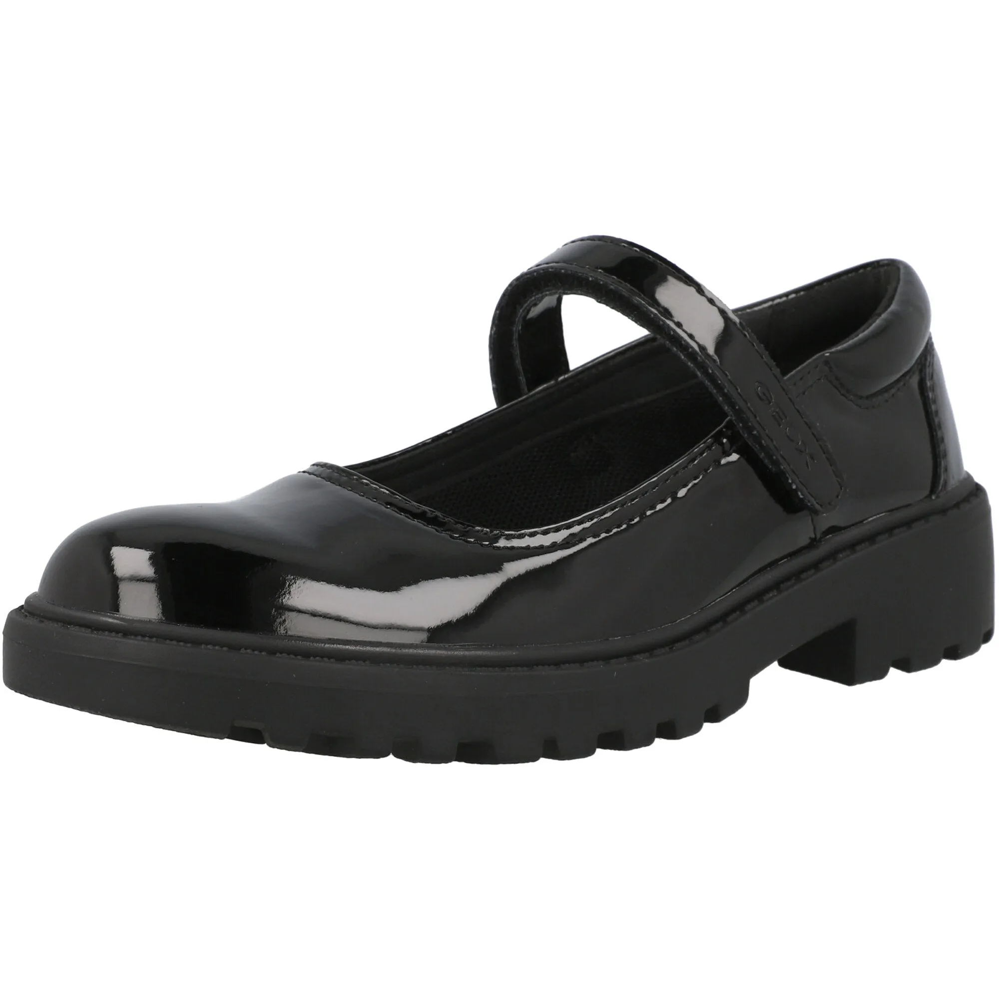 Geox Casey Black Patent Leather Ballet Flats for Girls