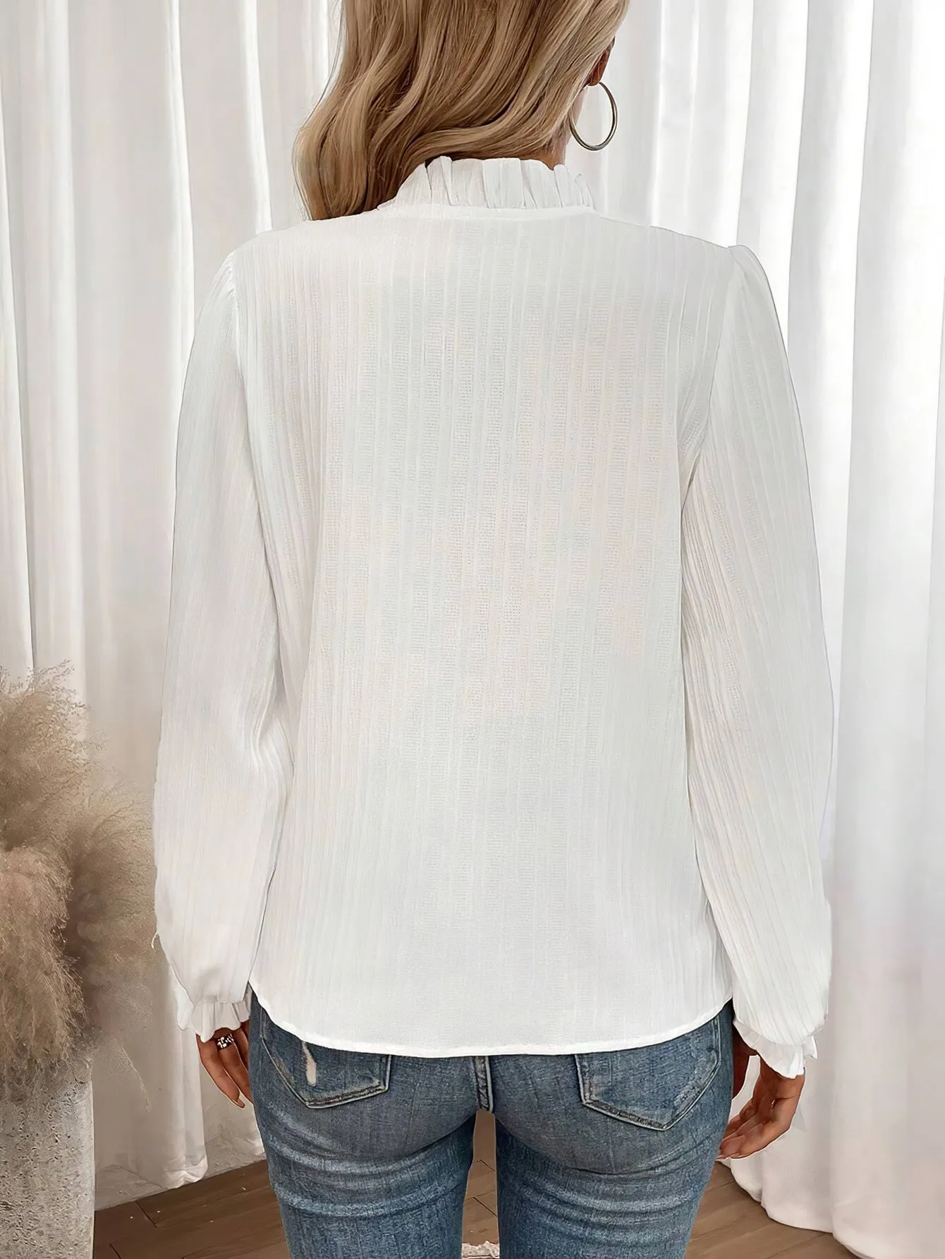 Graceful V-Neck Bell Sleeve Long Shirt for Effortless Elegance