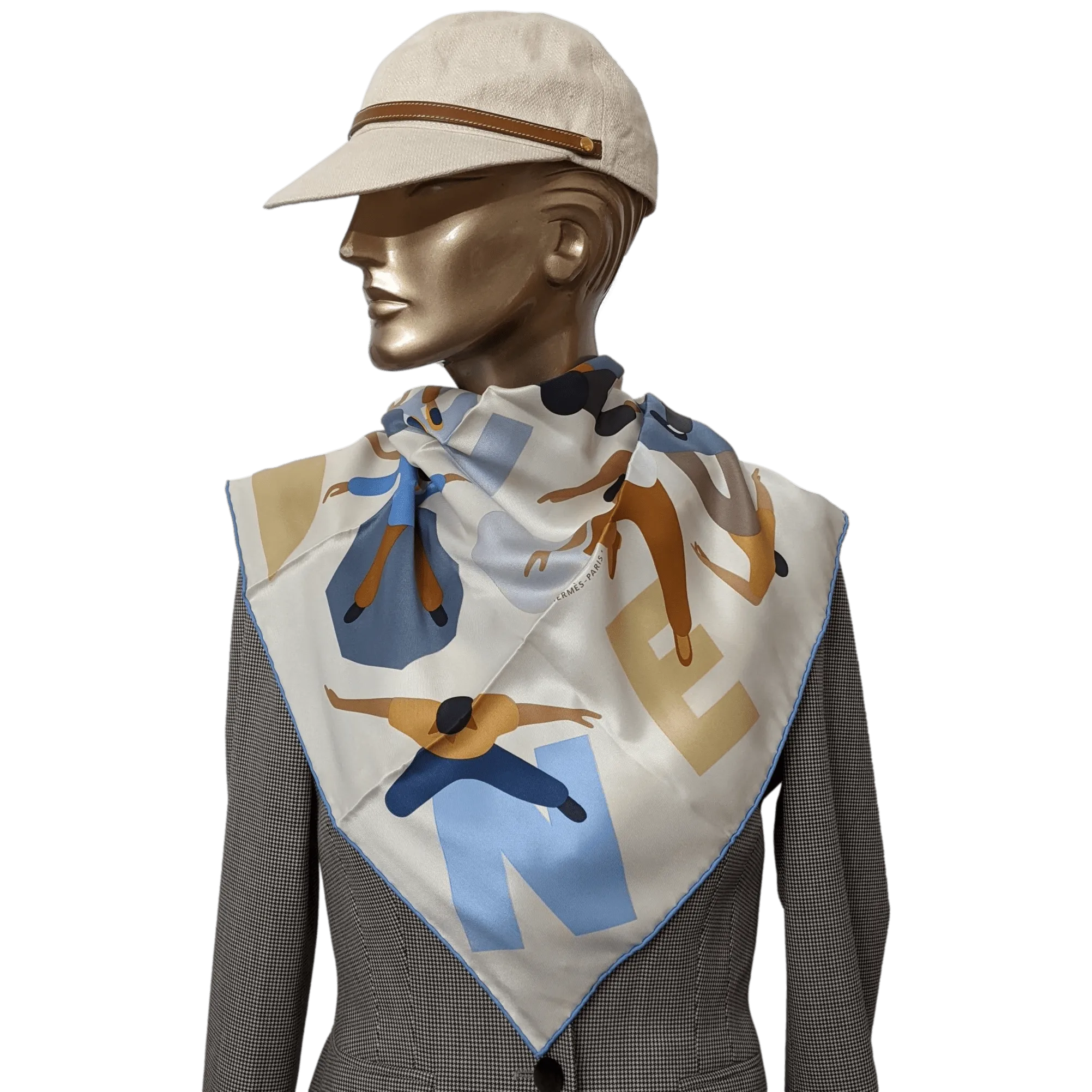 HERMES HOMMAGE A GENE KELLY [D1023.9] Vintage Silk Scarf 70 x 70 cm, New!