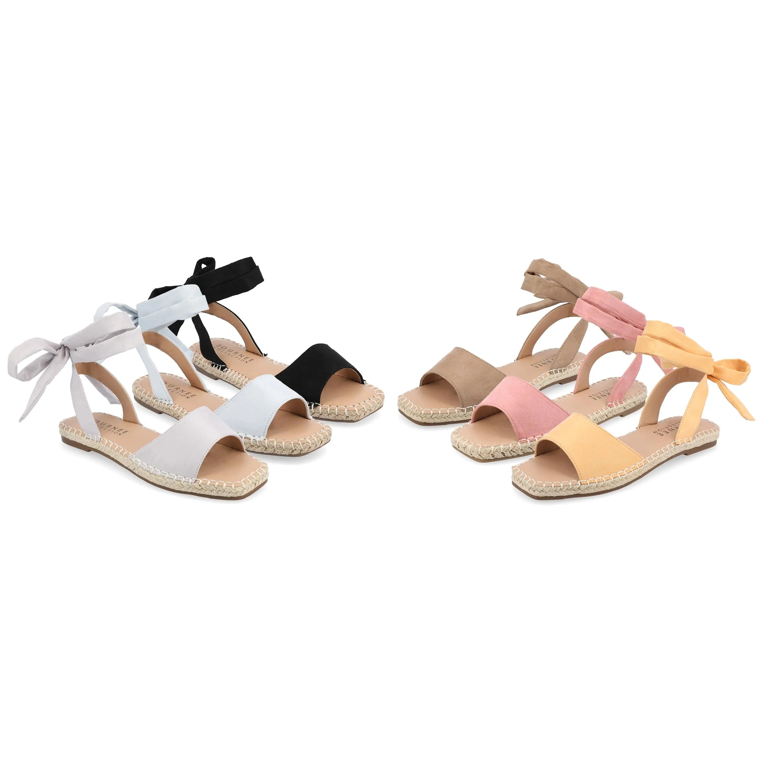 Journee Womens Espadrille Lace Up Open Square Toe Breathable Flats Emelie Tie Wrap Ankle Strap Sandal Yellow 11 Medium WOMENS US
