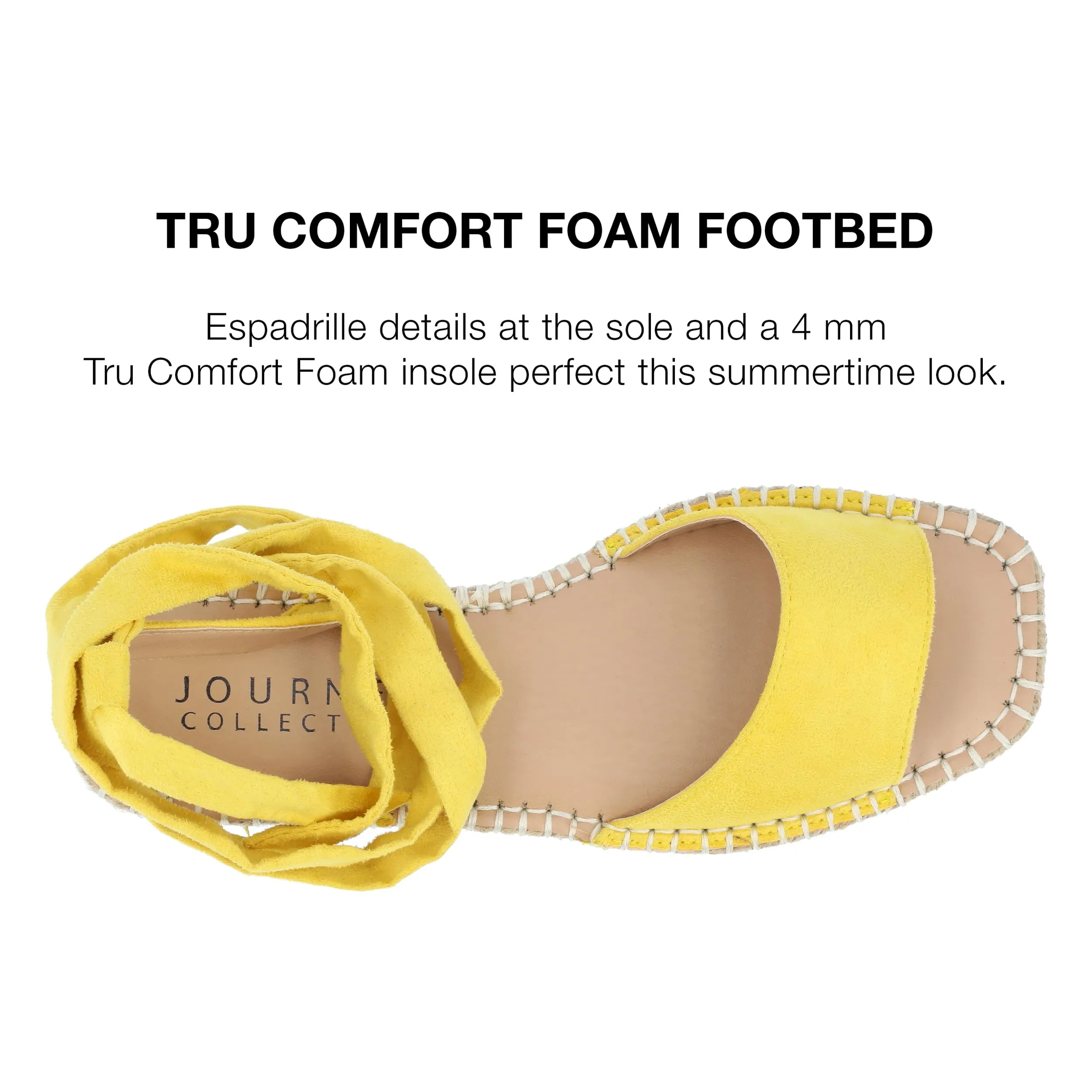 Journee Womens Espadrille Lace Up Open Square Toe Breathable Flats Emelie Tie Wrap Ankle Strap Sandal Yellow 11 Medium WOMENS US
