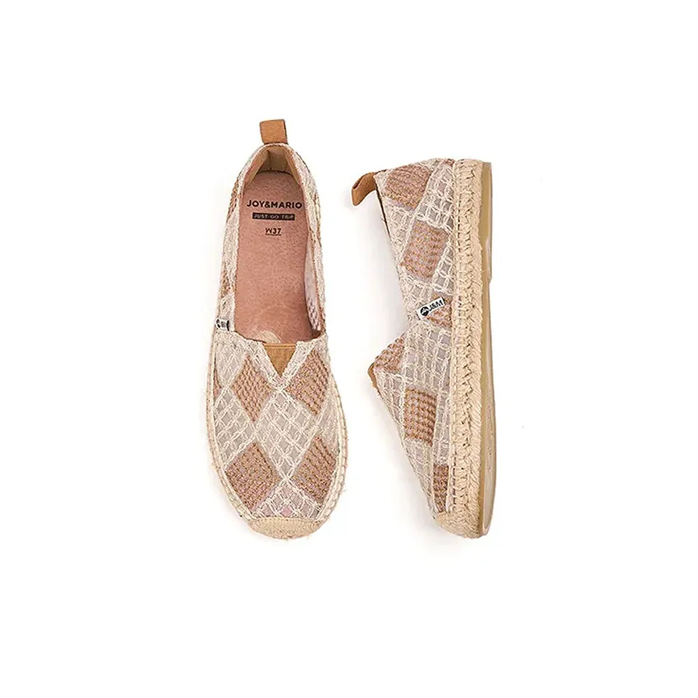 Joy & Mario Women’s Handmade Slip-On Espadrille Mesh  Flat Loafers