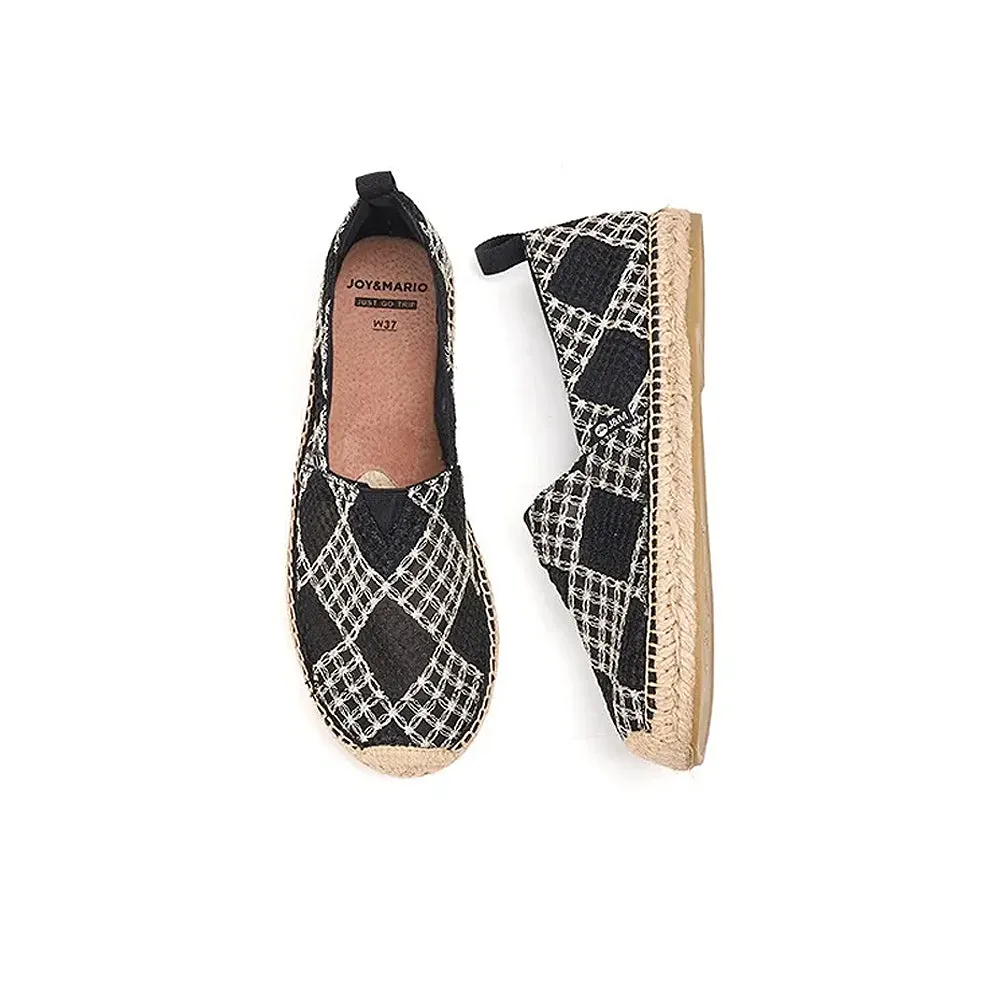 Joy & Mario Women’s Handmade Slip-On Espadrille Mesh  Flat Loafers