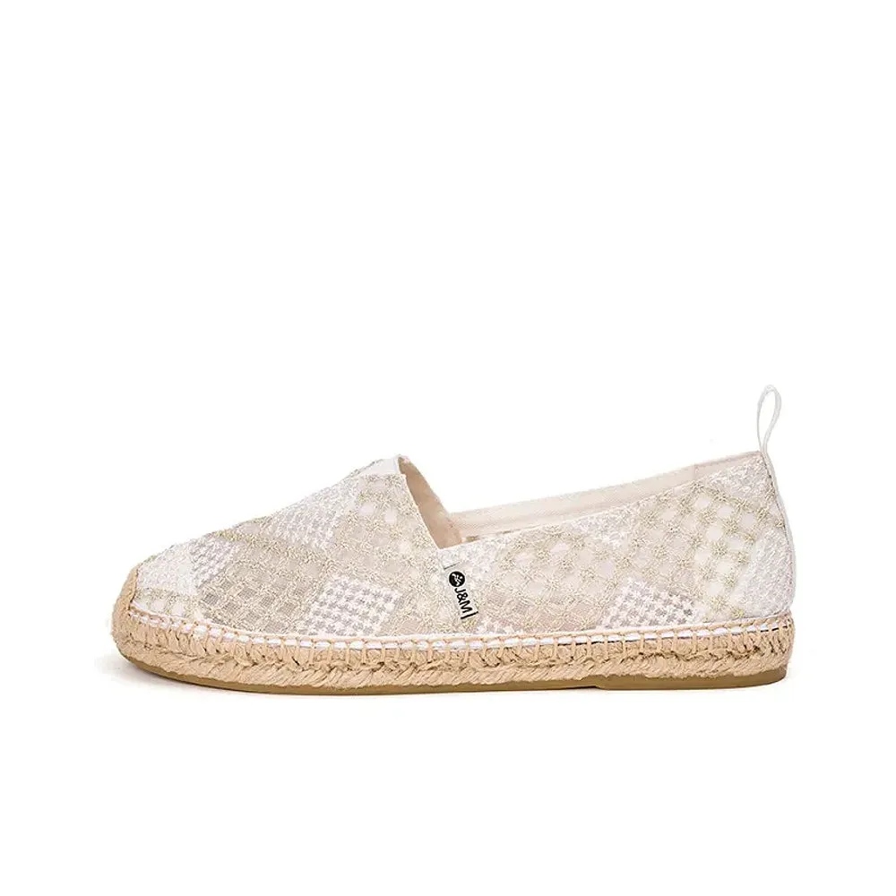 Joy & Mario Women’s Handmade Slip-On Espadrille Mesh  Flat Loafers