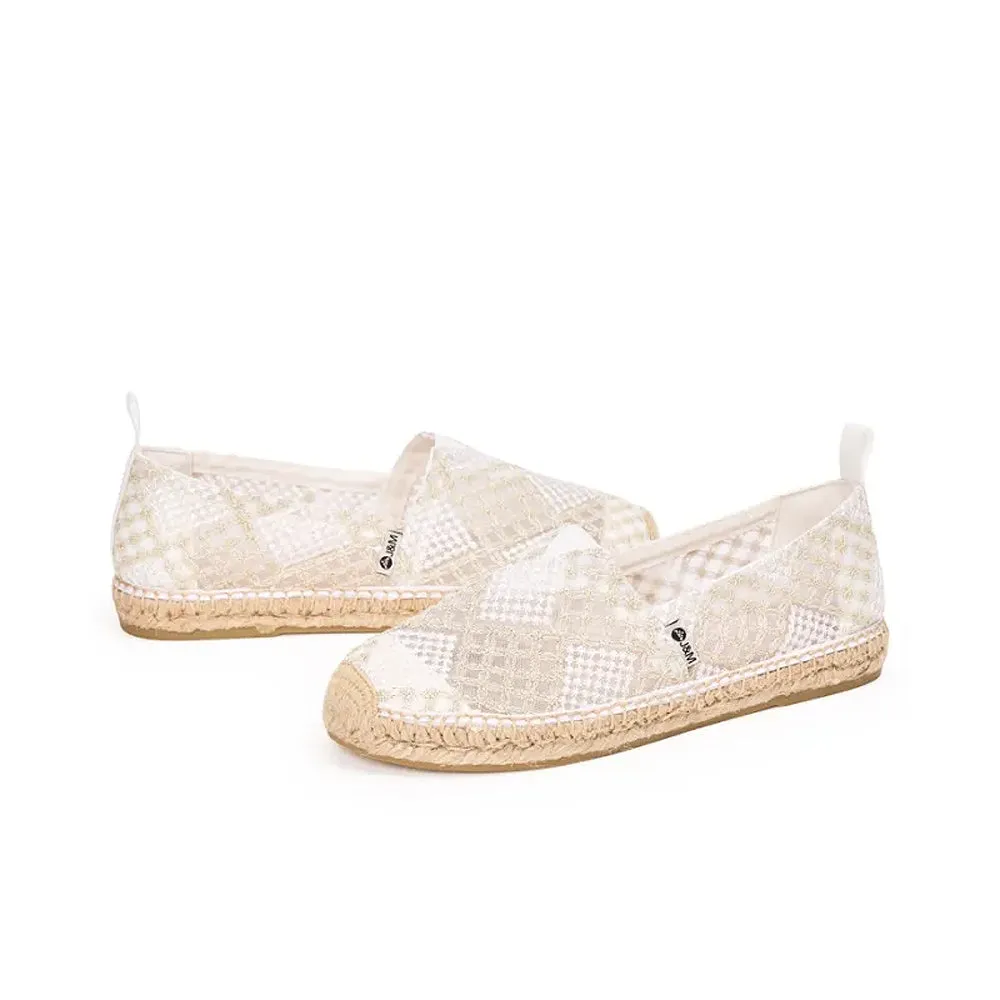 Joy & Mario Women’s Handmade Slip-On Espadrille Mesh  Flat Loafers