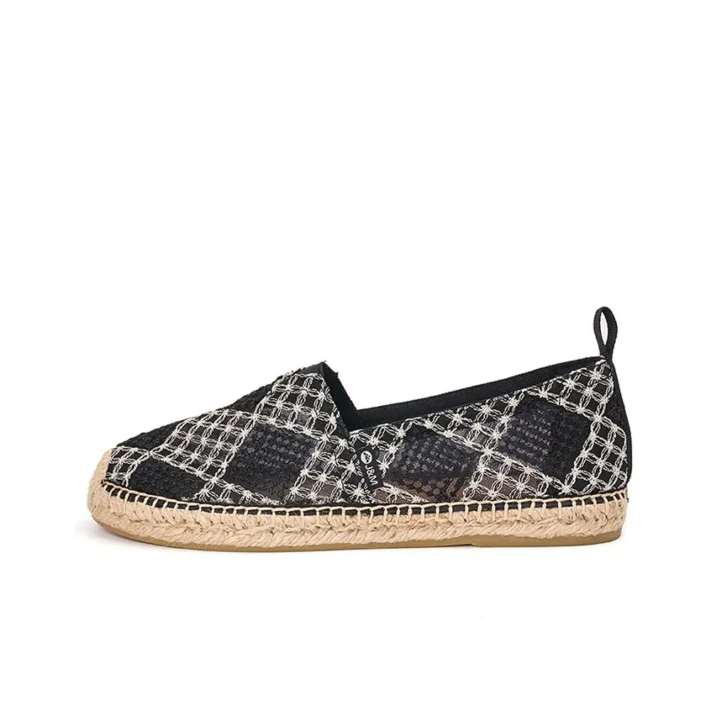 Joy & Mario Women’s Handmade Slip-On Espadrille Mesh  Flat Loafers