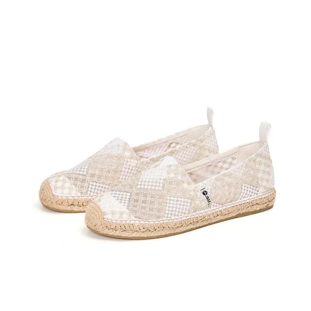Joy & Mario Women’s Handmade Slip-On Espadrille Mesh  Flat Loafers