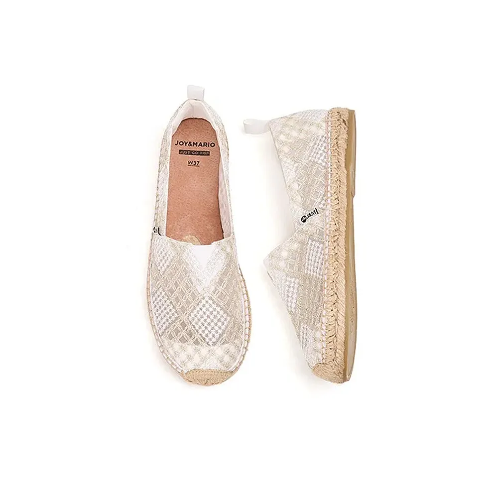 Joy & Mario Women’s Handmade Slip-On Espadrille Mesh  Flat Loafers