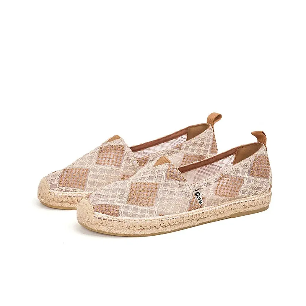 Joy & Mario Women’s Handmade Slip-On Espadrille Mesh  Flat Loafers