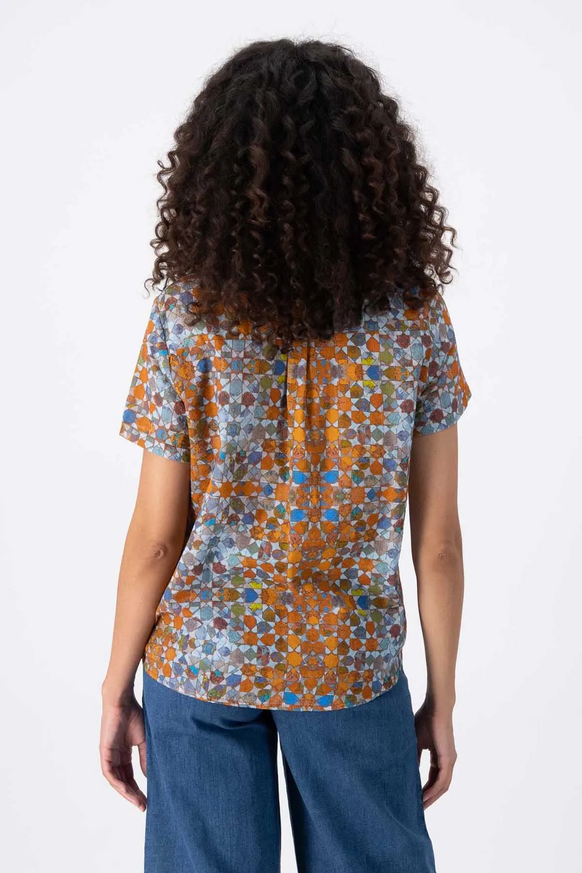 Kaleidoscope Top Orange in Seersucker